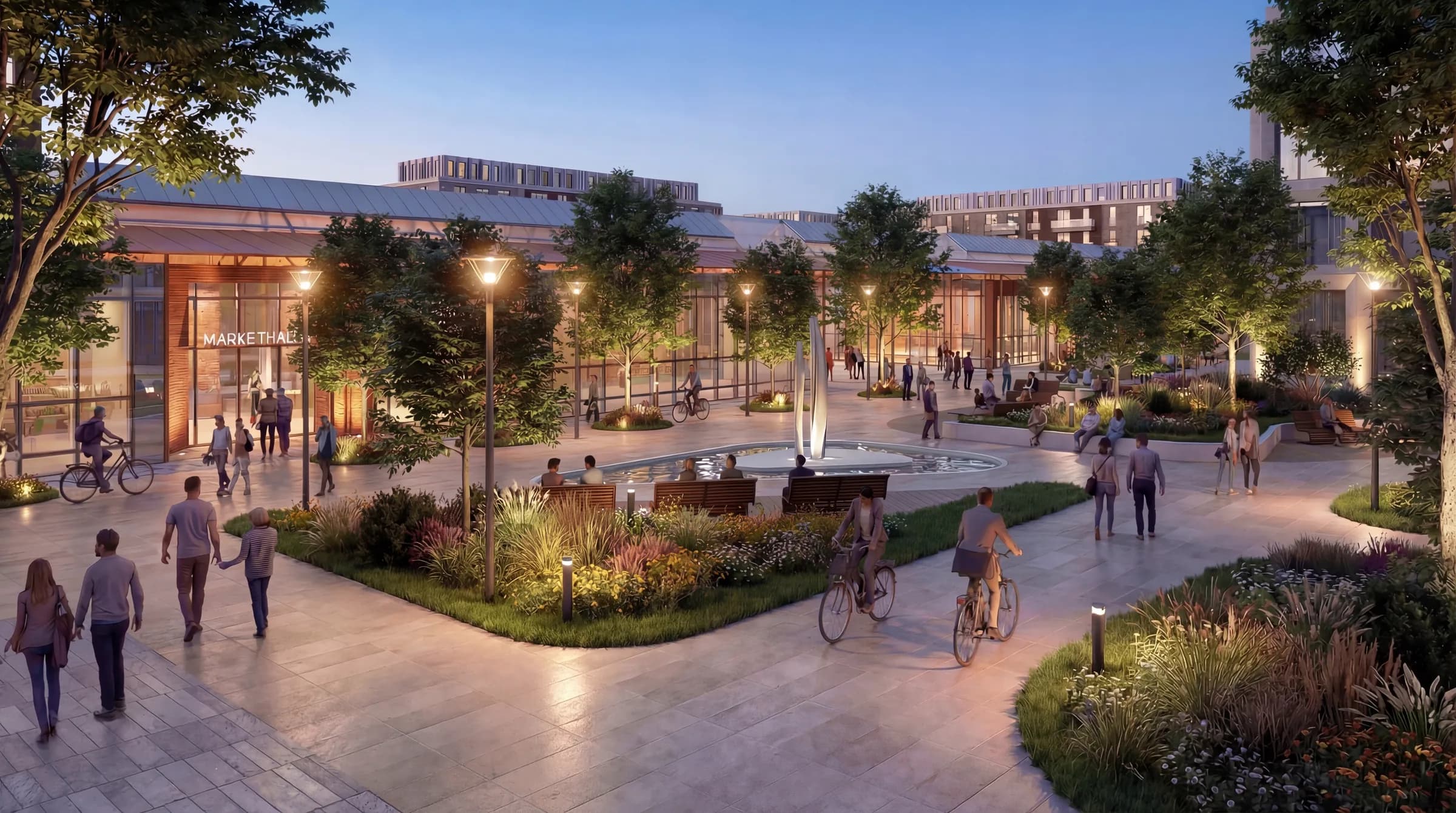 Rendering: Markthalle mit Vorplatz